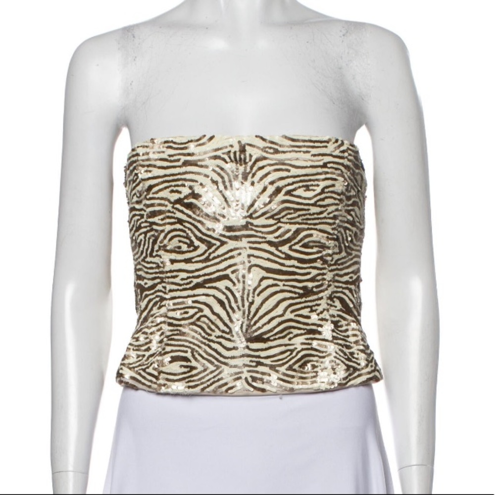 Carolina Herrera sequin animal zebra corset top